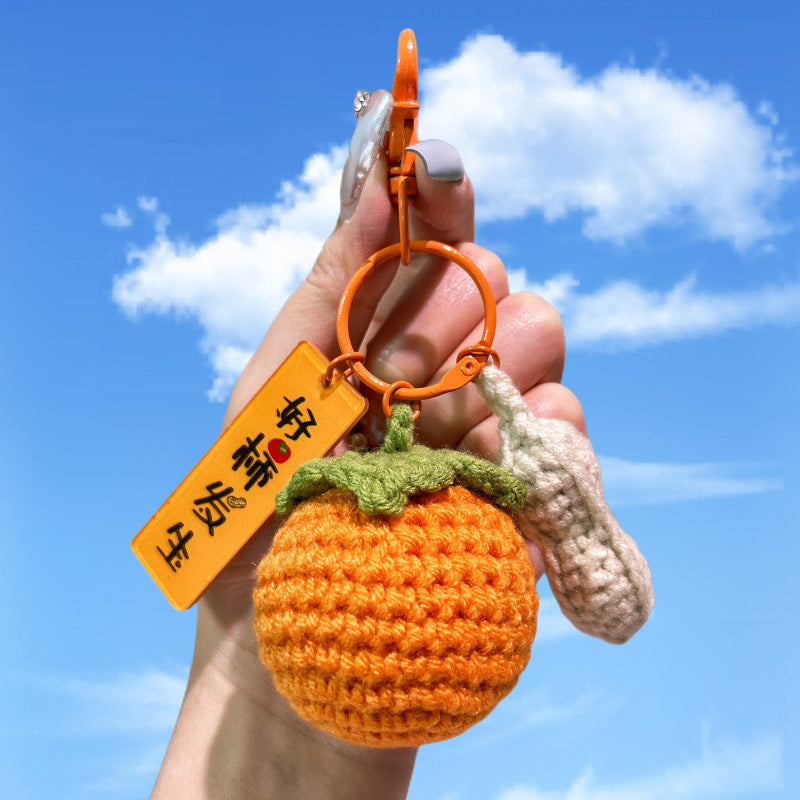 Wholesale Yarn Woven Persimmon Plush Keychain