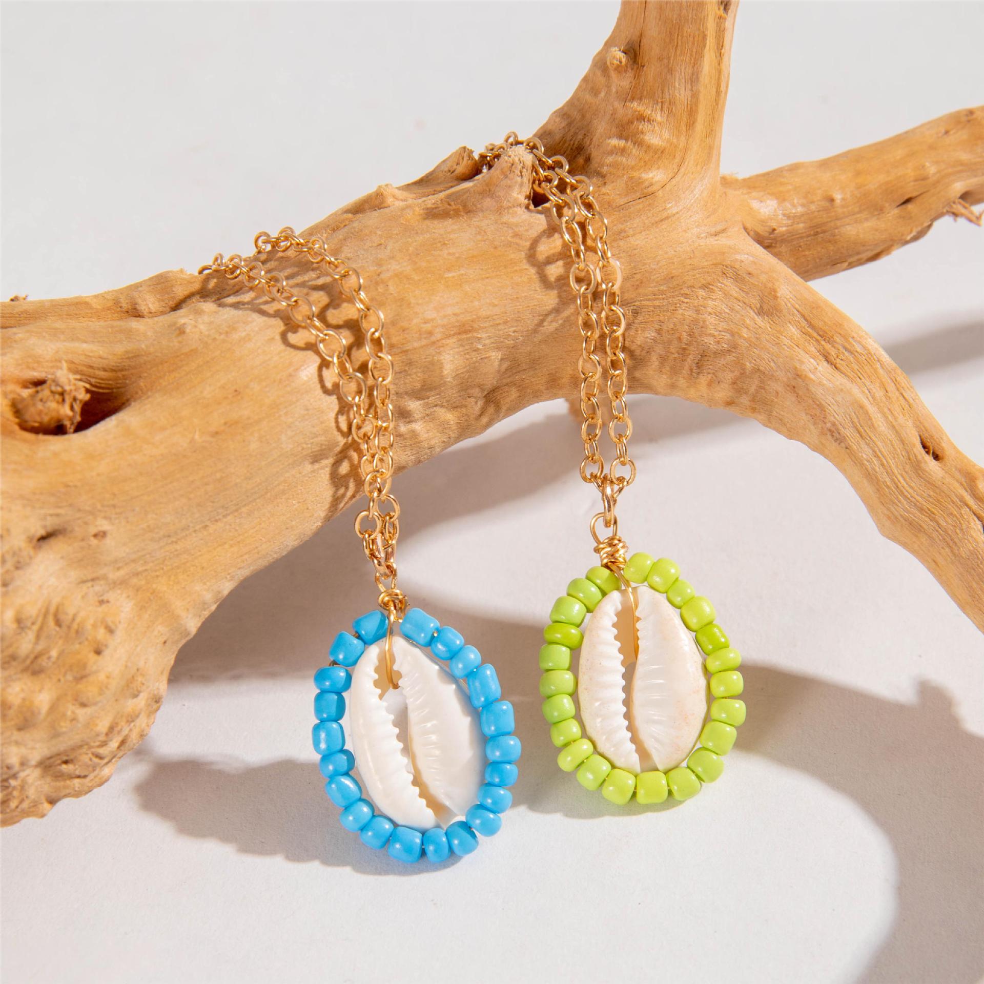 Wholesale Colored Rice Bead Beaded Shell Multi-layer Necklaces