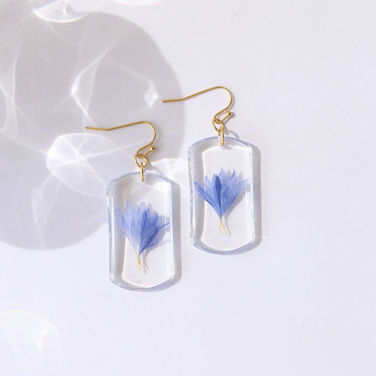 Wholesale Summer New Pastoral Style Eternal Flower Rose Square Color Earrings