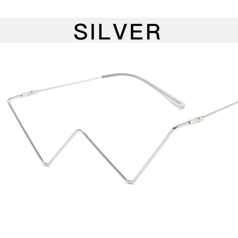 Wholesale Metal Diamond Triangle Lensless V-shaped Cat Eye Decorative Glasses Frame