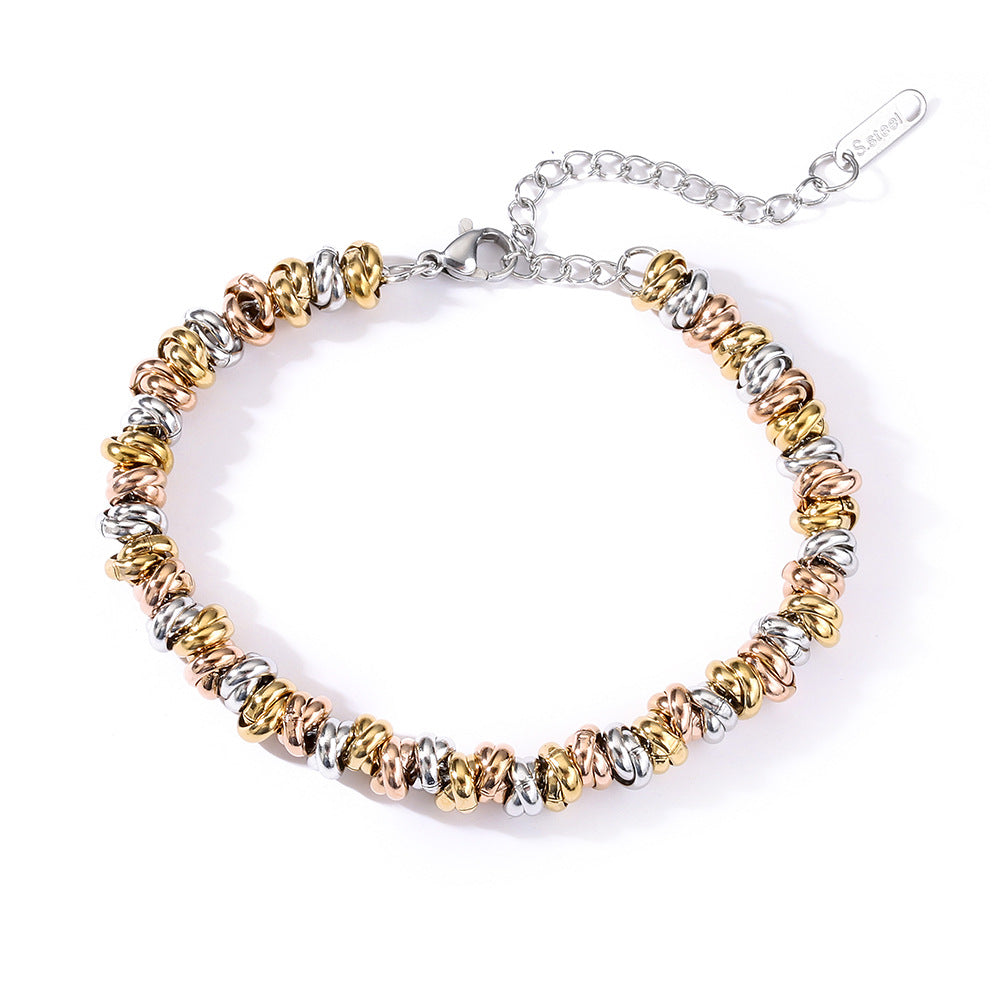 Brazalete de acero de titanio de cadena de tres colores gruesas al por mayor