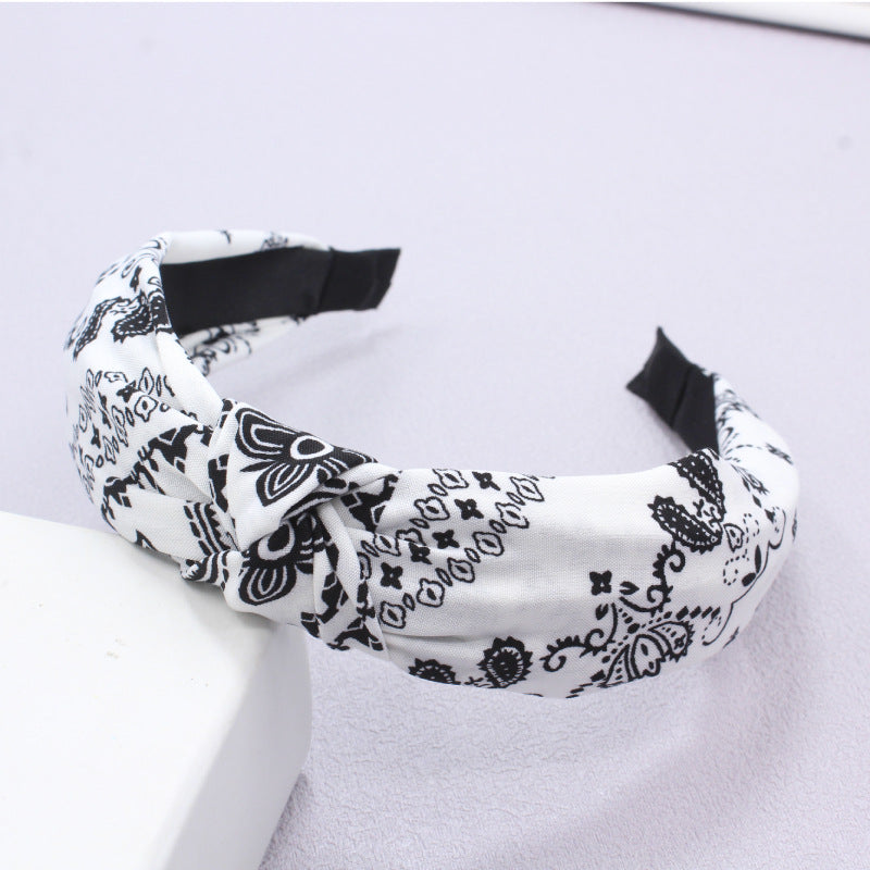 Wholesale Cashew Flower Vintage Wide Edge Fabric Headband