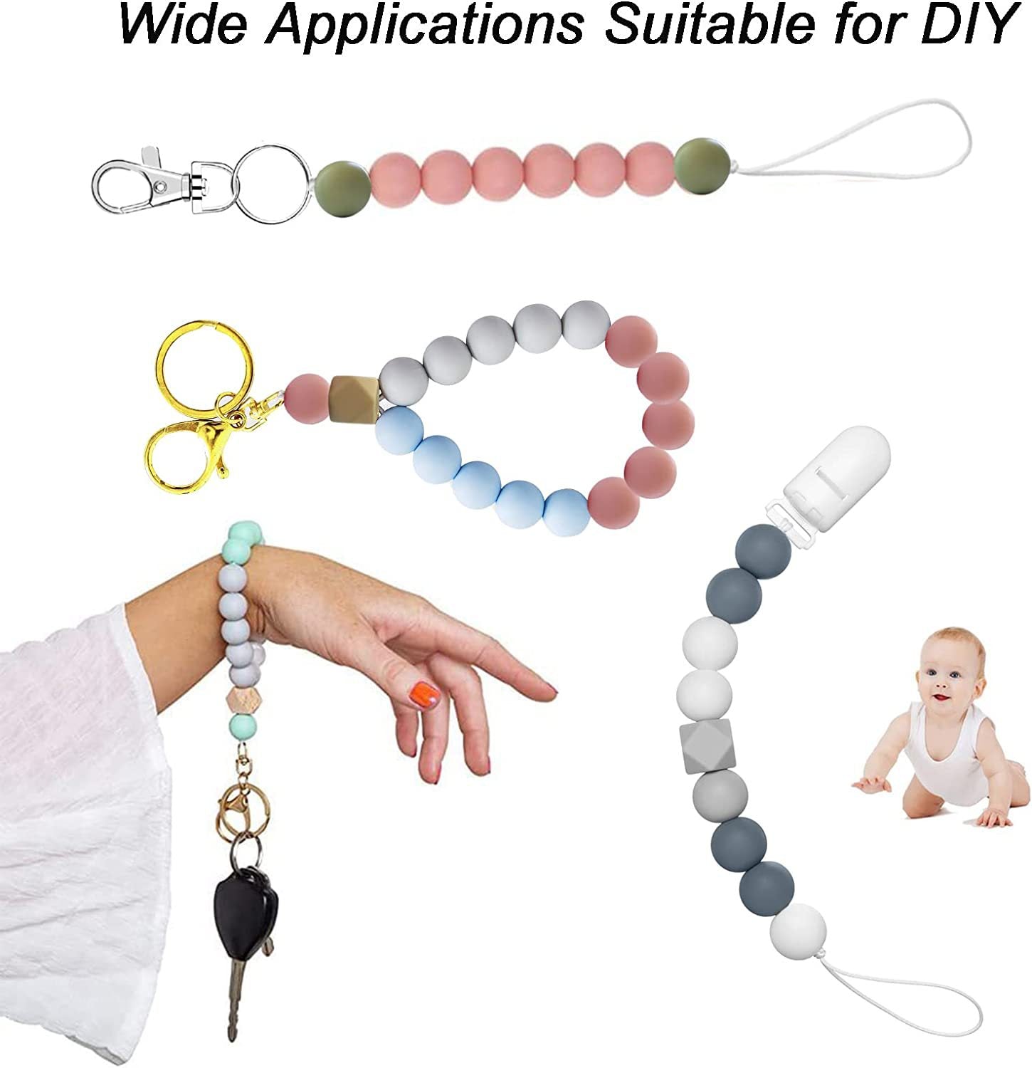 Tener transferencia de agua de 15 mm Impresión de fútbol Beads de silicona