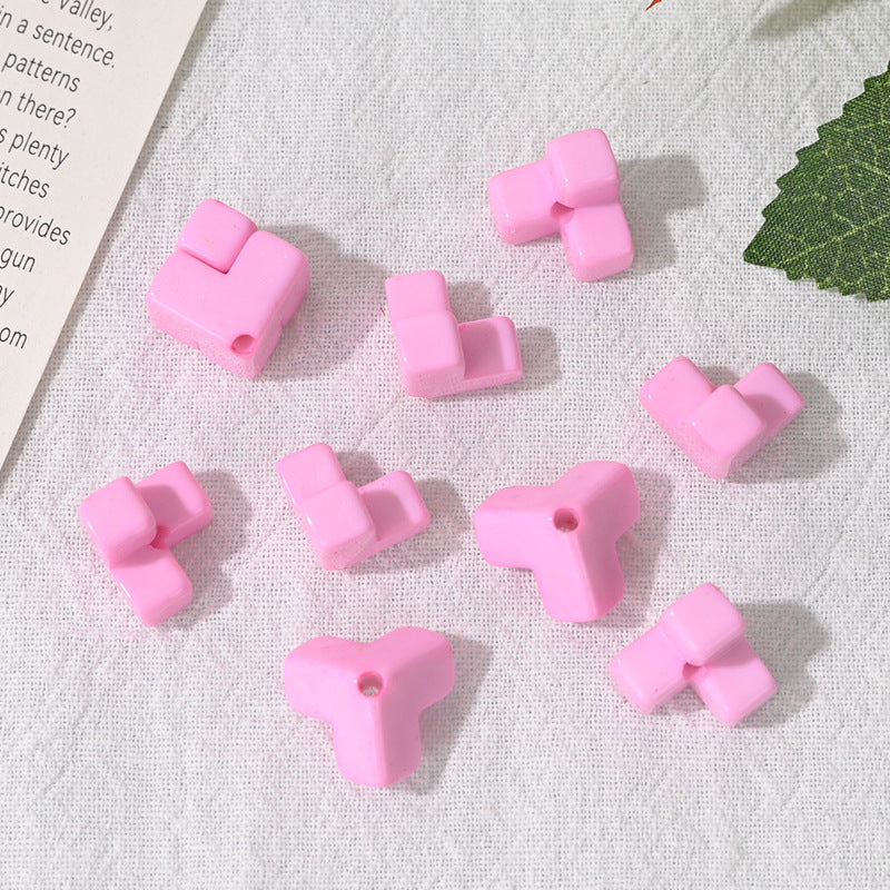 Wholesale  10pcs/pack Acrylic dopamine splicing oblique hole square stacking loose beads  Acrylic Beads