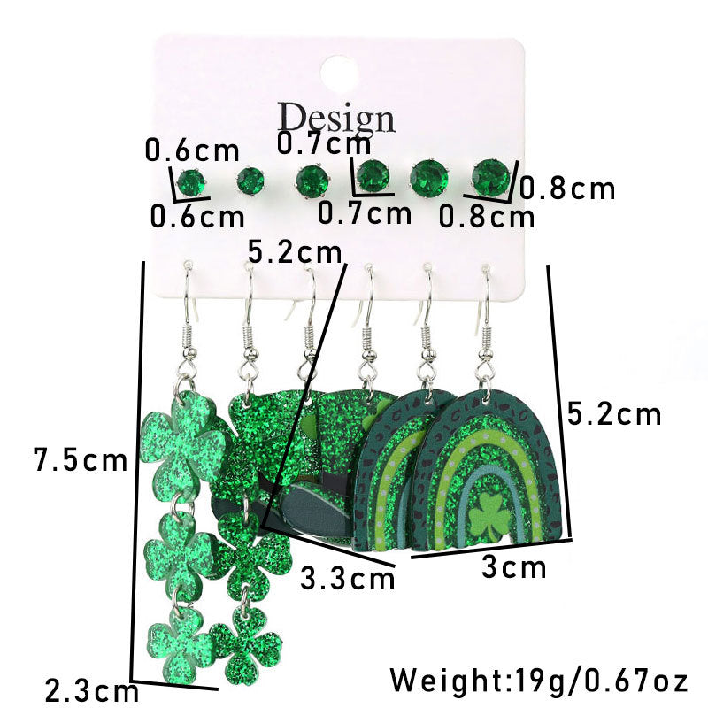 Wholesale Green shamrock St.  Patrick' s Day Acrylic Earrings