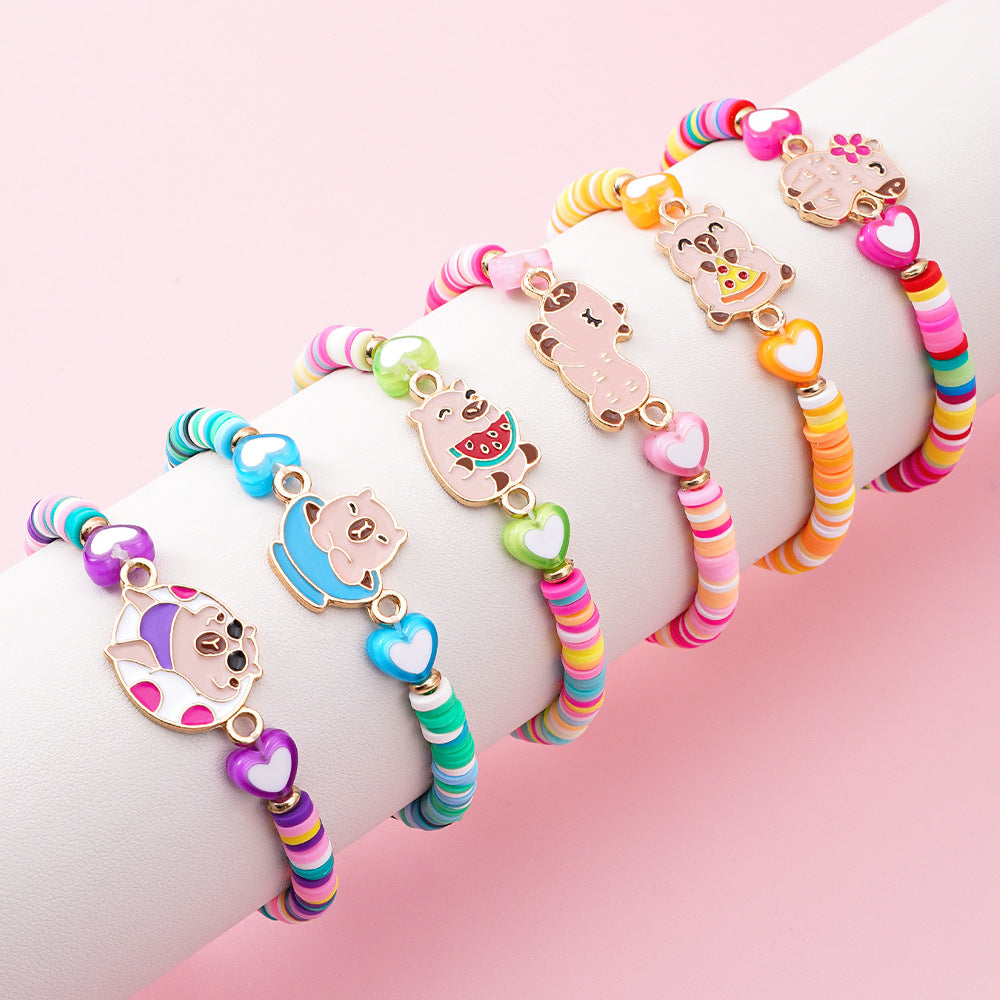 Wholesale Cartoon children' s soft y handmade bead bracelet
