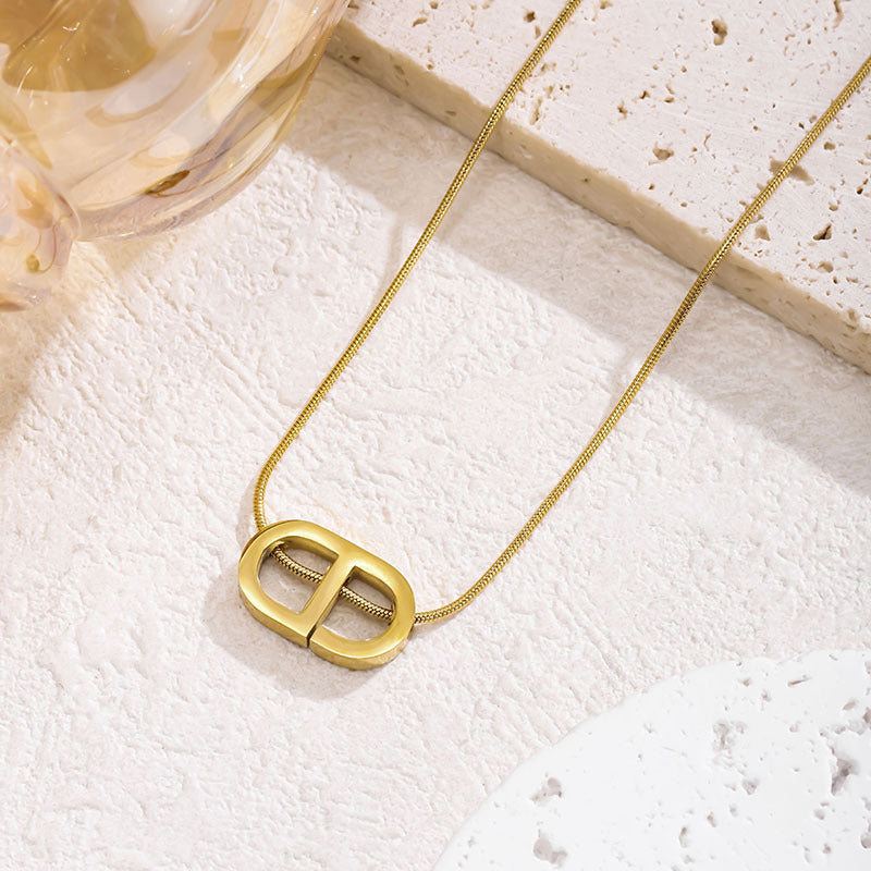 Wholesale Modern Pig Nose Gold Tone Titanium Steel Pendant Necklace Chic Layering Jewelry Accessory For Women S Boutique Resale