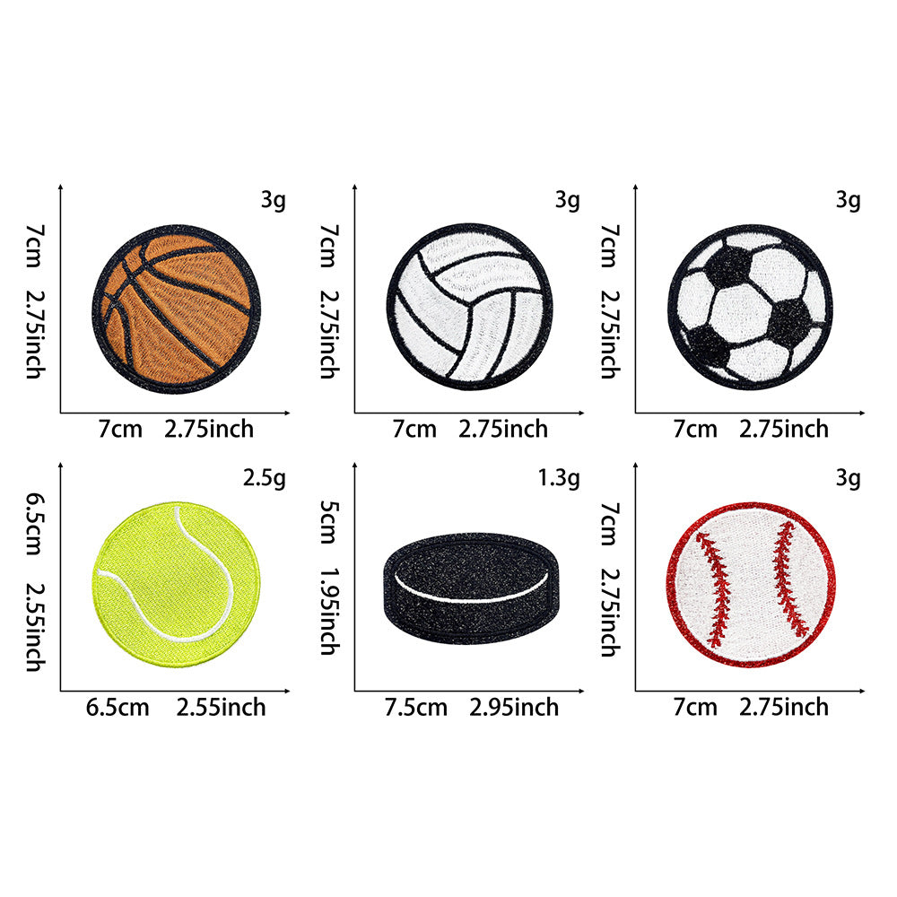 Wholesale Embroidered Sports Ball Patches Red White Athlete Design Adhesive DIY Applique For Coats Trendy Decorative Craft