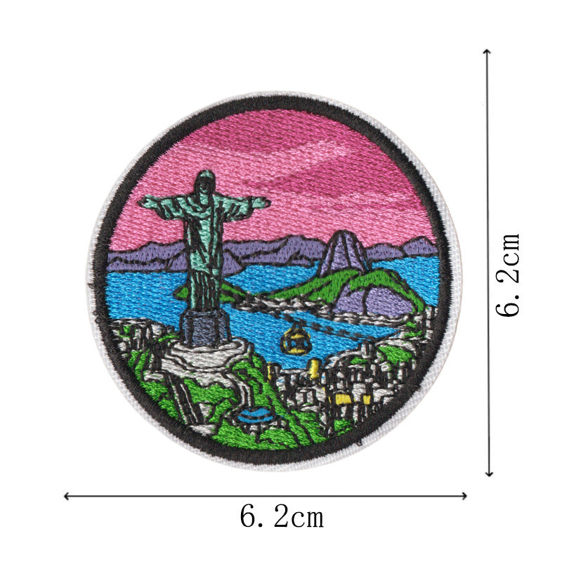 Wholesale Polyester Cotton Embroidered World City Landmark Iron On Patches 9 Pack For ets Travel Souvenir