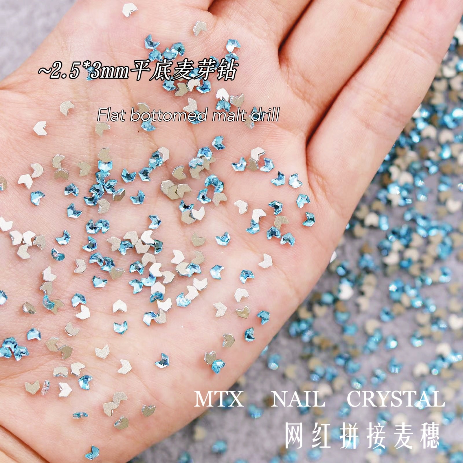 Wholesale 100pcs K9 Nail Art Wheat Germ Diamond Flat-bottomed Diamond Small Transparent White Wheat Ear Crystal Shaped Diamond Nail Art Accessories