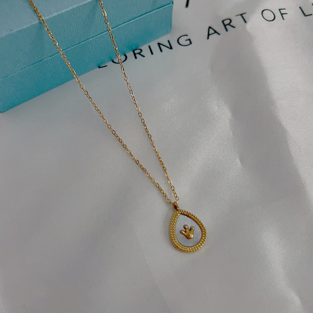 Wholesale Titanium Steel Butterfly Love Geometric Mother-of-pearl Necklace Clavicle Chain