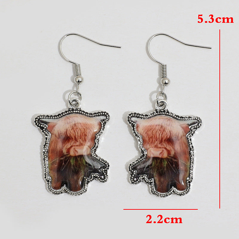 Wholesale of Western Fengxi Highland Cow Earrings