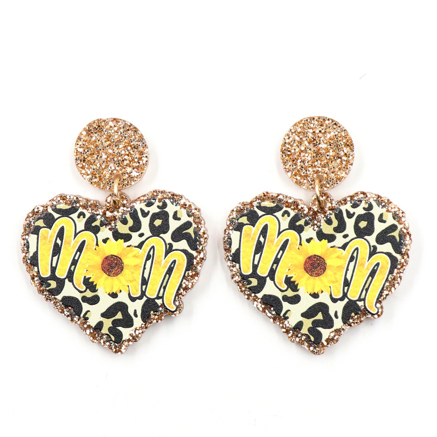 Wholesale Mother's Day Leopard Pattern Letter Acrylic Earrings