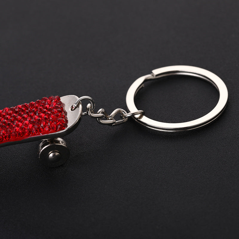 Wholesale Skateboard Style Diamond Car Metal Keychain