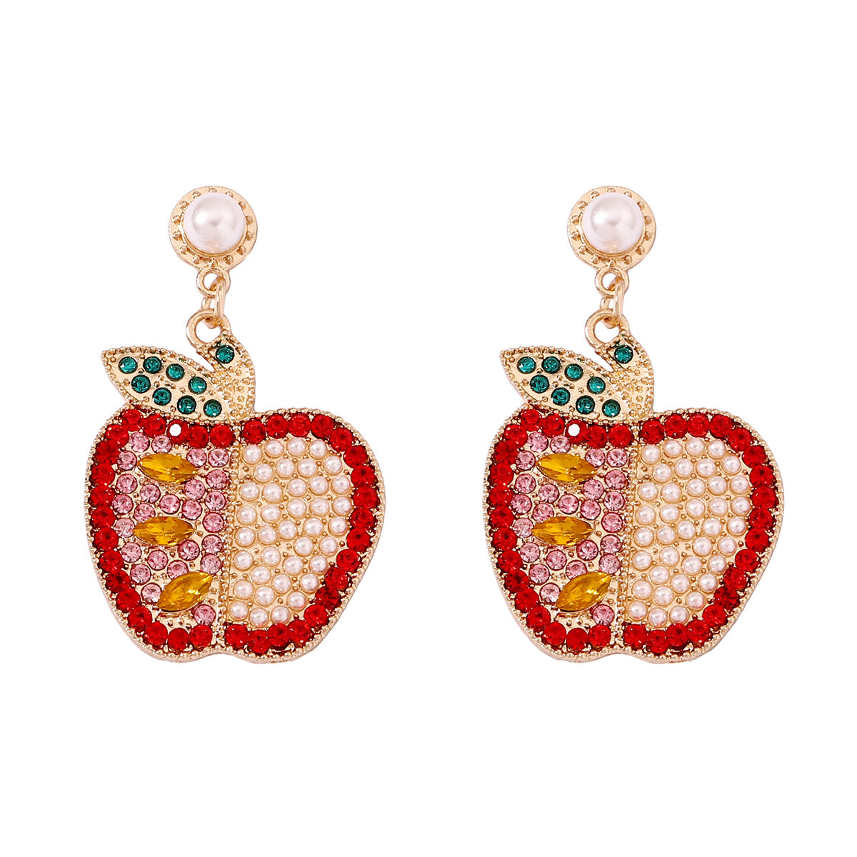 Wholesale Gratitude Teacher Studded Apple Alloy Earrings