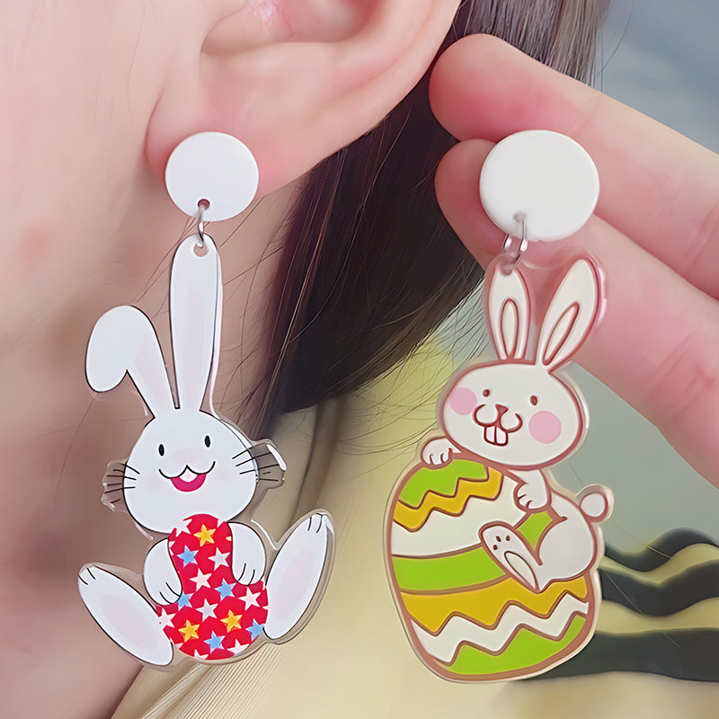 Wholesale Easter Rabbit Radish Chicken Acrylic Printed Earrings