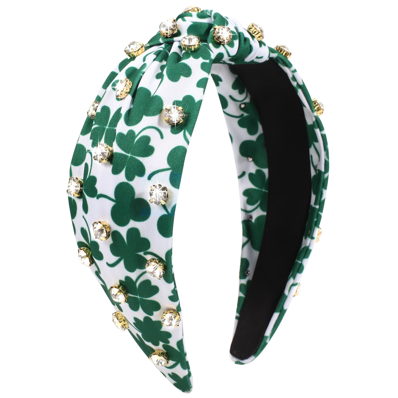 Wholesale Rhinestone inlaid three-leaf clover four-leaf clover wine glass party knotted women's headband
