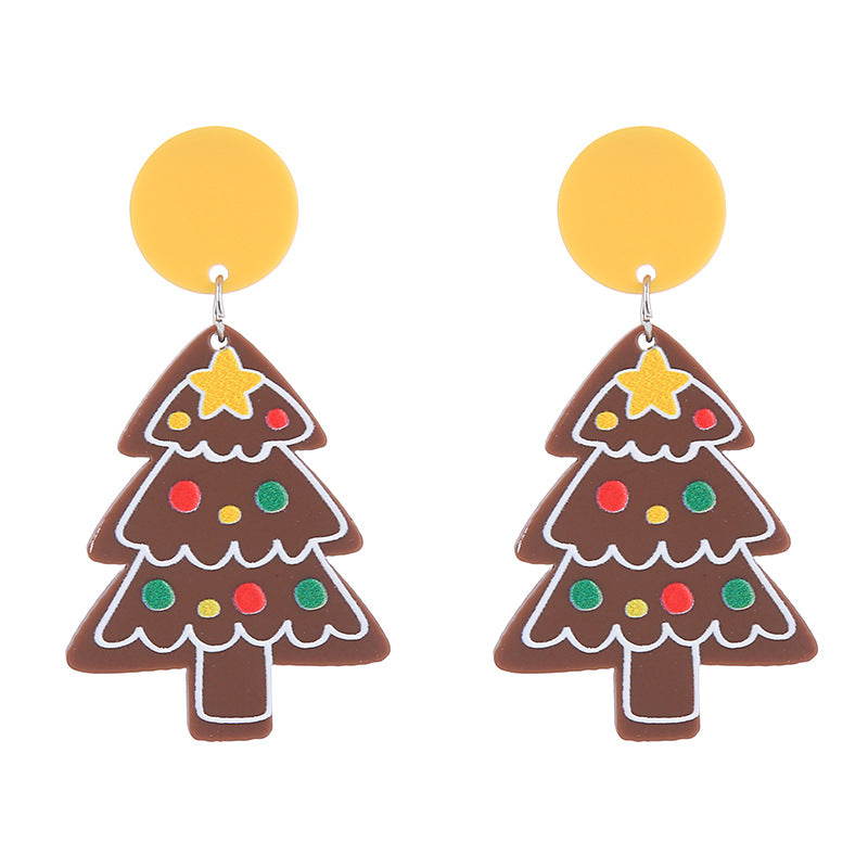Wholesale Christmas Snowflake House Christmas Tree Gingerbread Man Acrylic Earrings
