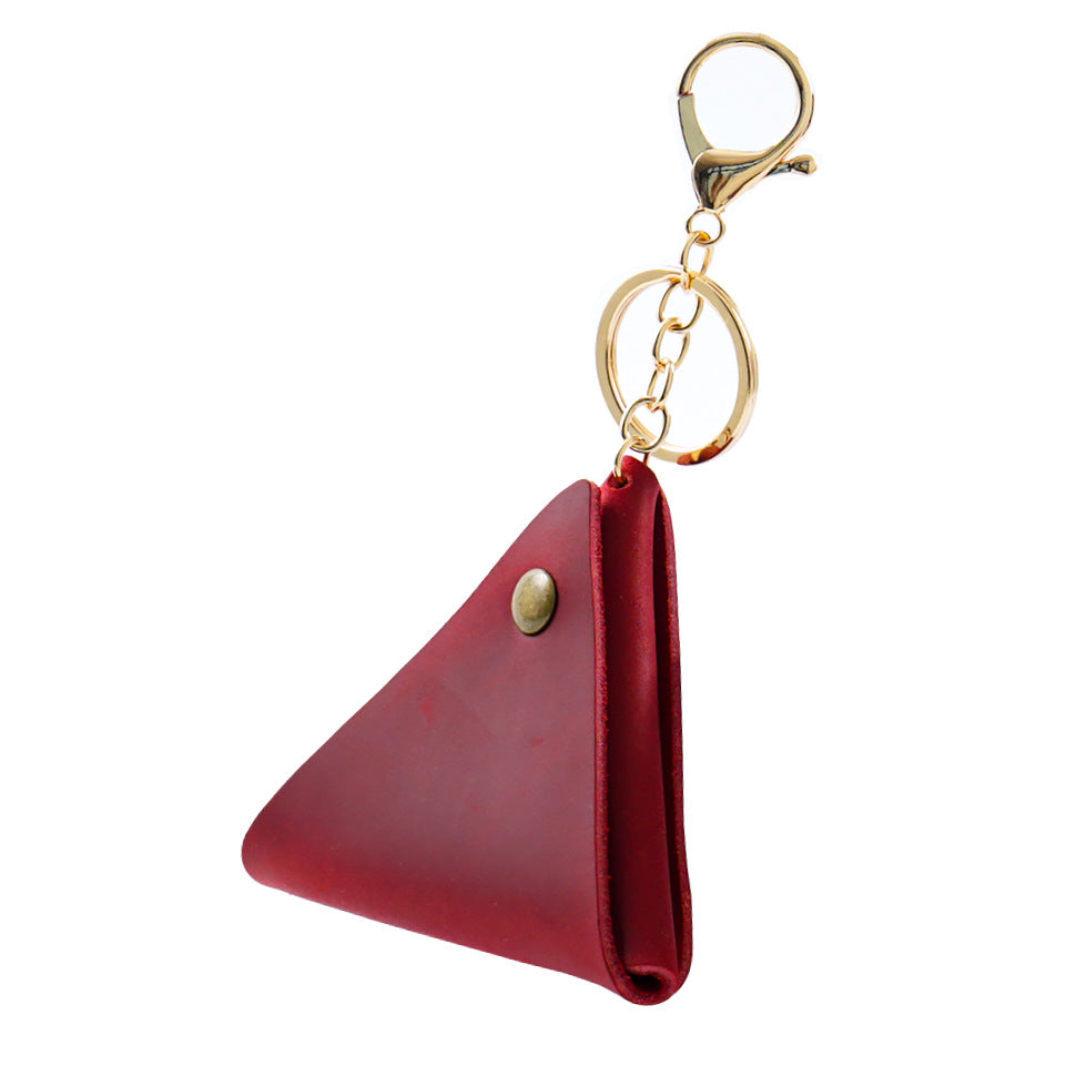 Wholesale Vintage Handmade Top Layer Cowhide Mini Coin Purse Leather Keychain