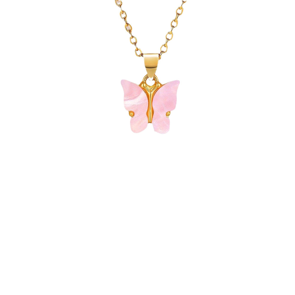 Wholesale Butterfly Pendant Simple Multicolor Acrylic Pendant Necklace