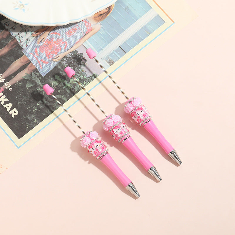 Wholesale 10pcs Beadable Pens Heavy Cartoon Bead Diy Handmade Diamond Ballpoint Pen