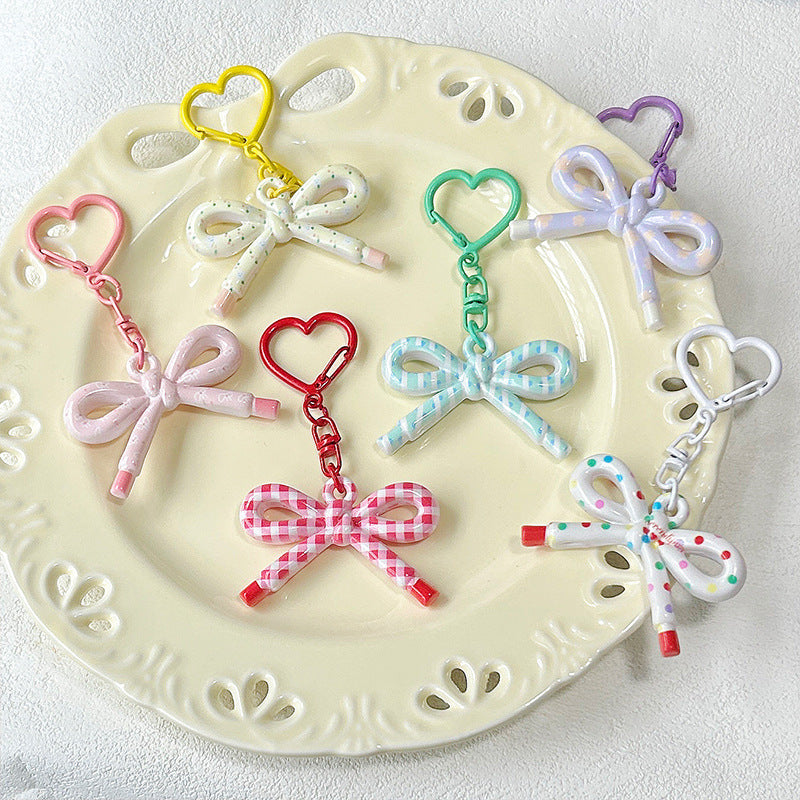 Wholesale Cute Double-Sided Printed Cut Out Bow Keychain