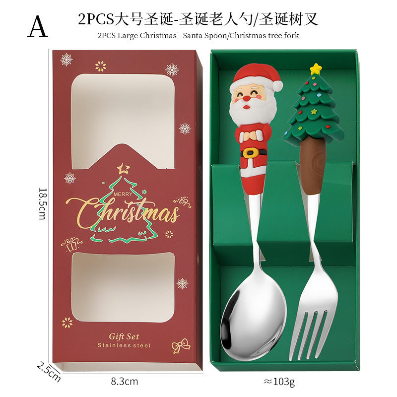 Wholesale Christmas Tableware Dessert Spoon Fork Cartoon  Spoon