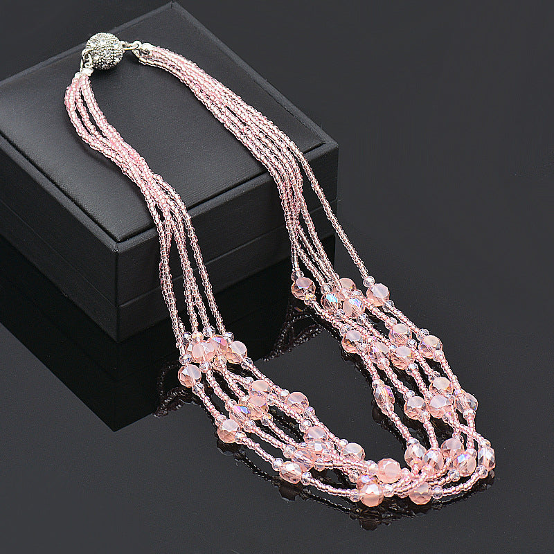 Wholesale Rhinestone Magnetic Clasp Multicolor Crystal Beads Bracelet Necklace