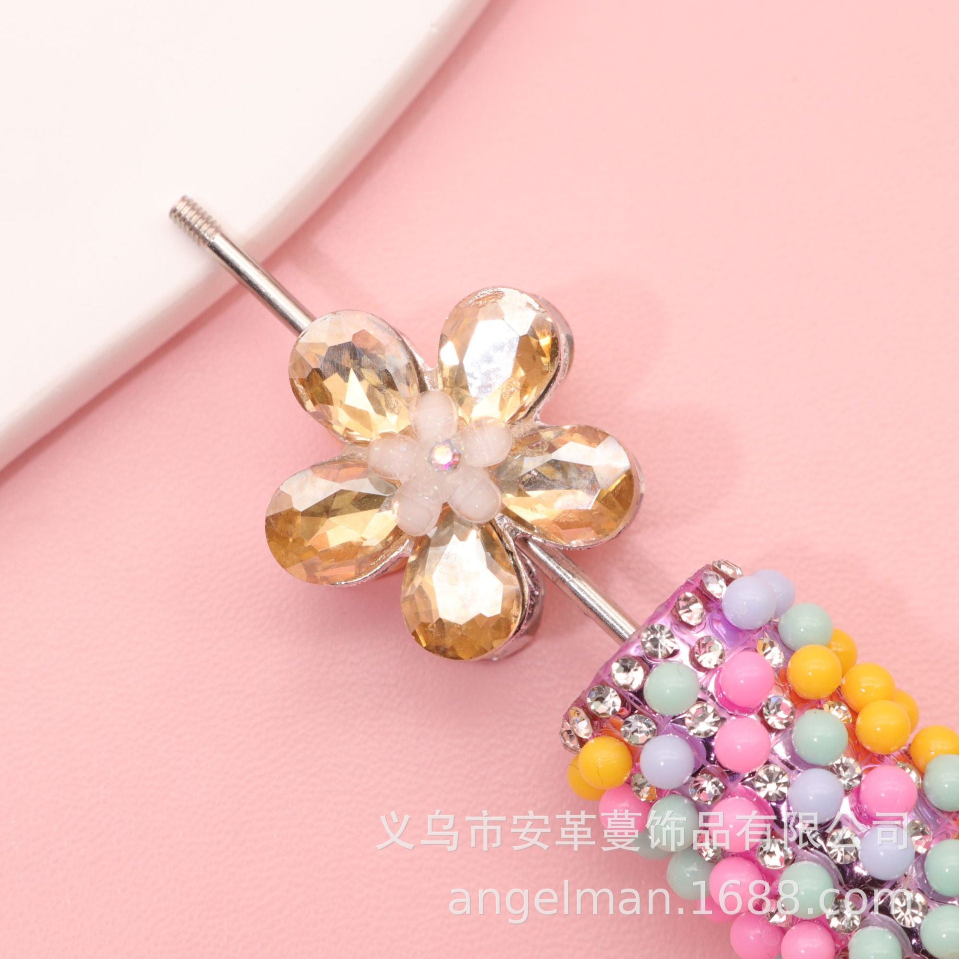 Wholesale Five-leaf flower beads double-sided crystal flower electroplating DIY beads