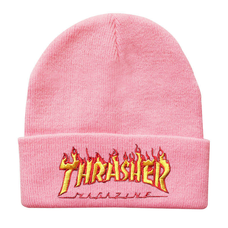 Wholesale Flame Letter Embroidery Autumn and Winter Beanie