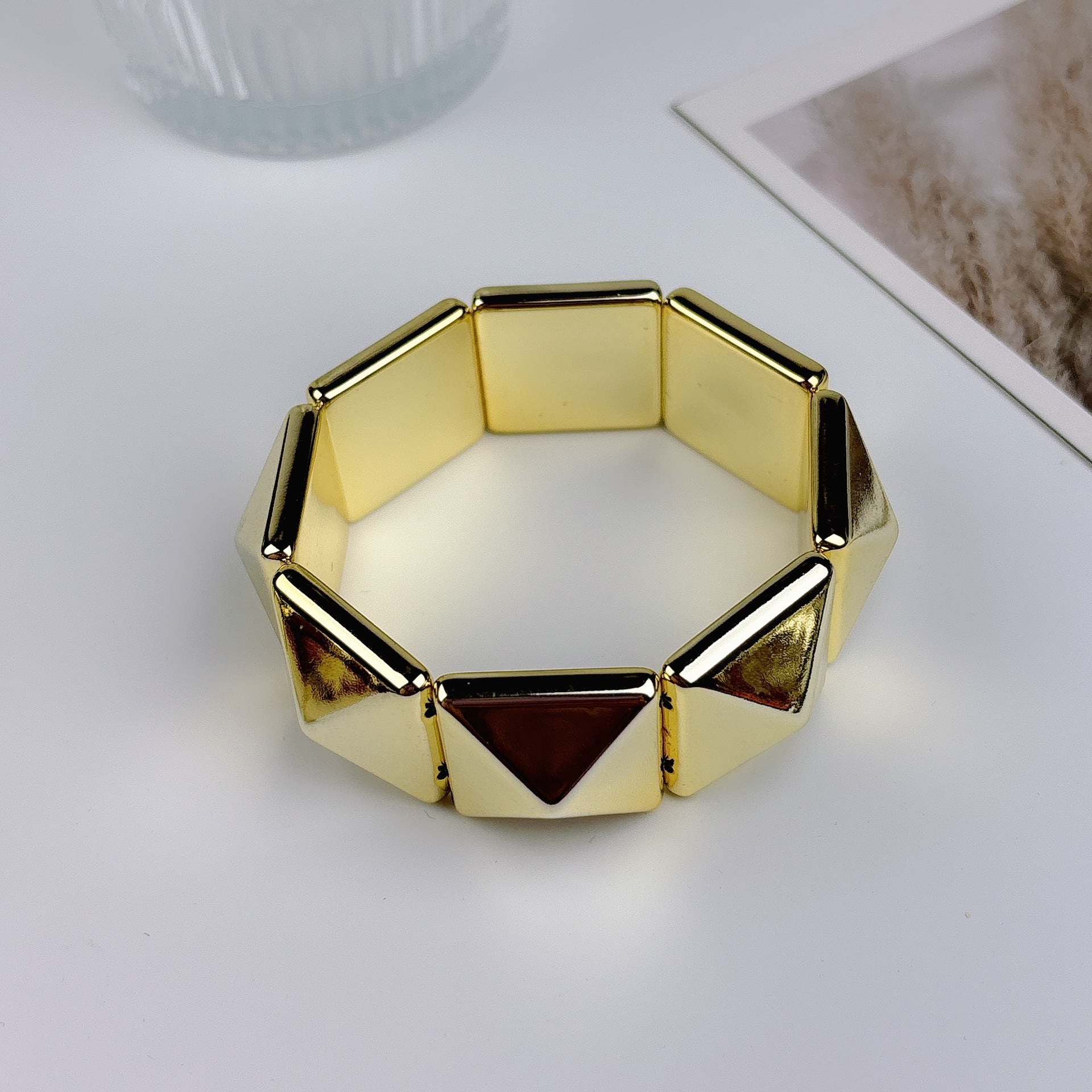 Wholesale trend street photography personality simple spiral pattern snake square stitching bracelet