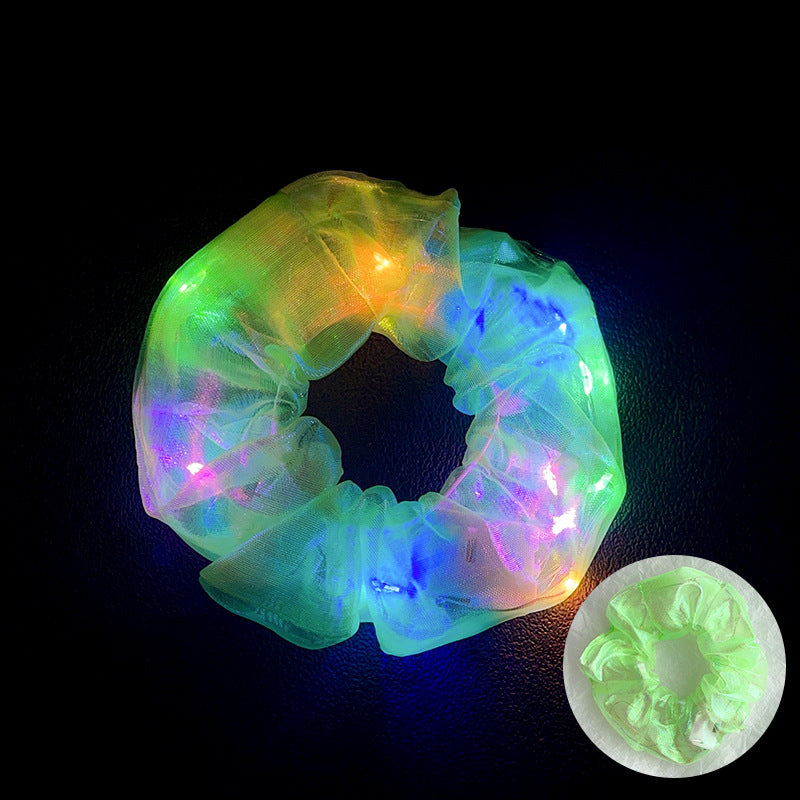 Wholesale Led Luminous Large Intestine Hair Ring DIY Night Light Flower Shiny Fat Intestine Head Rope Nightclub Rubber Band Hair Accessories