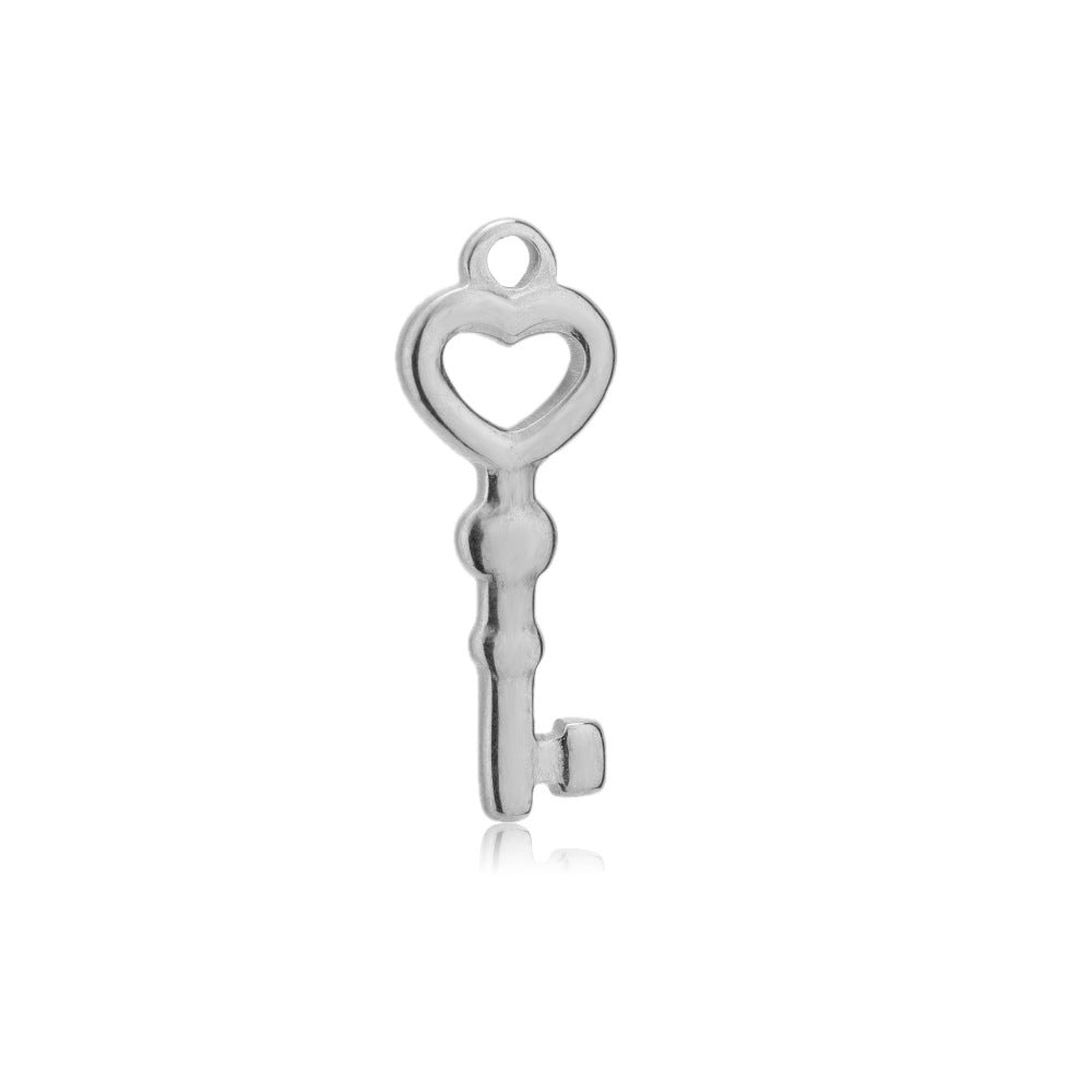 Wholesale 5PCS/PACK Stainless Steel Hollow Heart Key Padlock Small Pendant DIY Jewelry Accessories