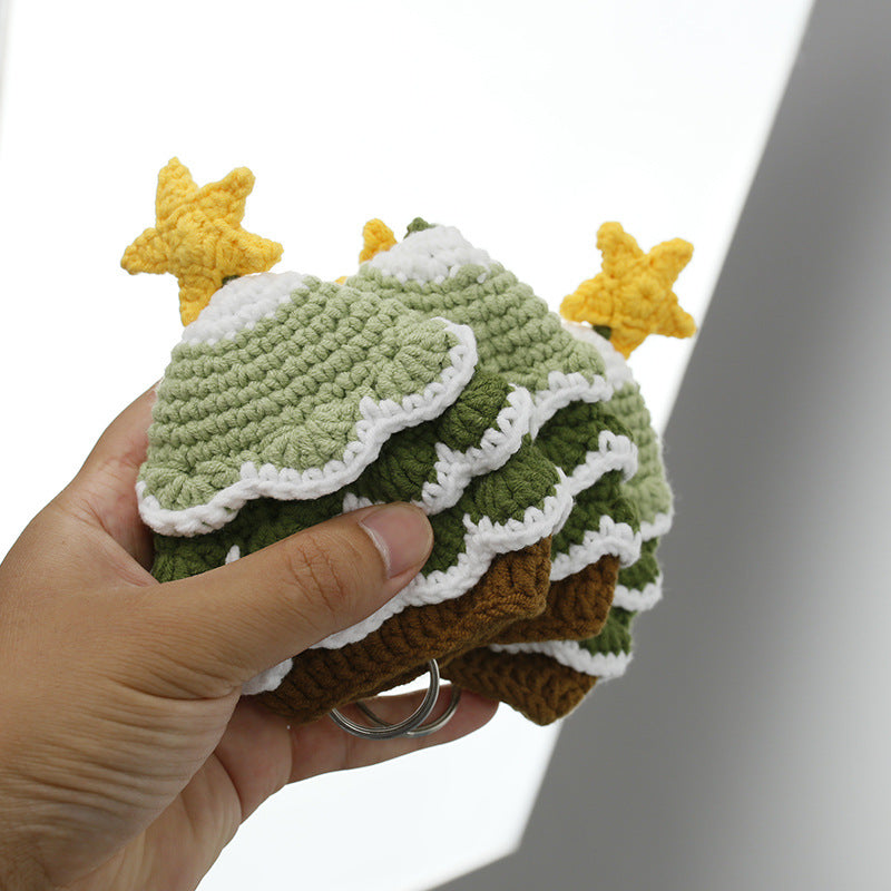 Wholesale Handmade Yarn Christmas Tree Hand Knitted Key Bag