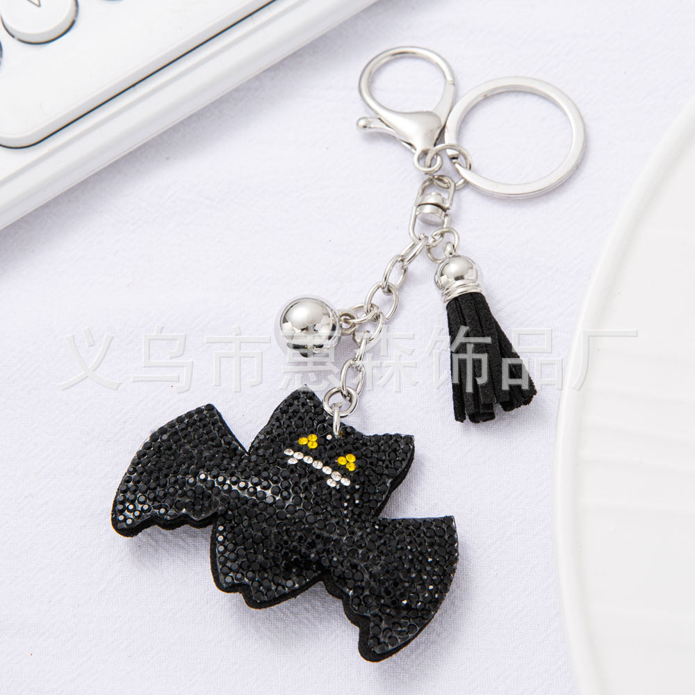 Wholesale 4pcs  Diamond studded bat Rhinestone Keychain