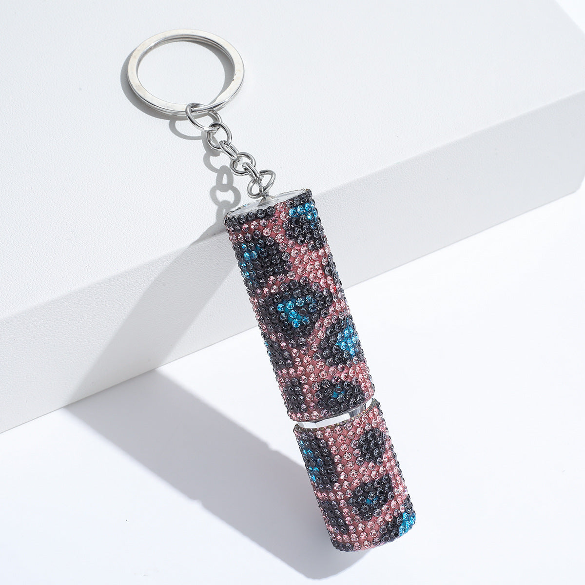 Wholesale Colorful Leopard Print Rhinestone Perfume Bottle Portable Multifunctional Keychain