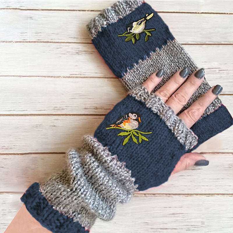 Wholesale Warm Patchwork Embroidered Gloves