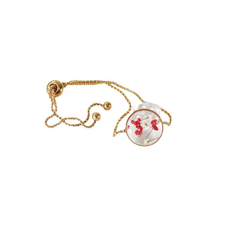 Wholesale 10pcs Round Dried Flower Gold and Silver Colorful Small Flower Stainless Steel Bracelet