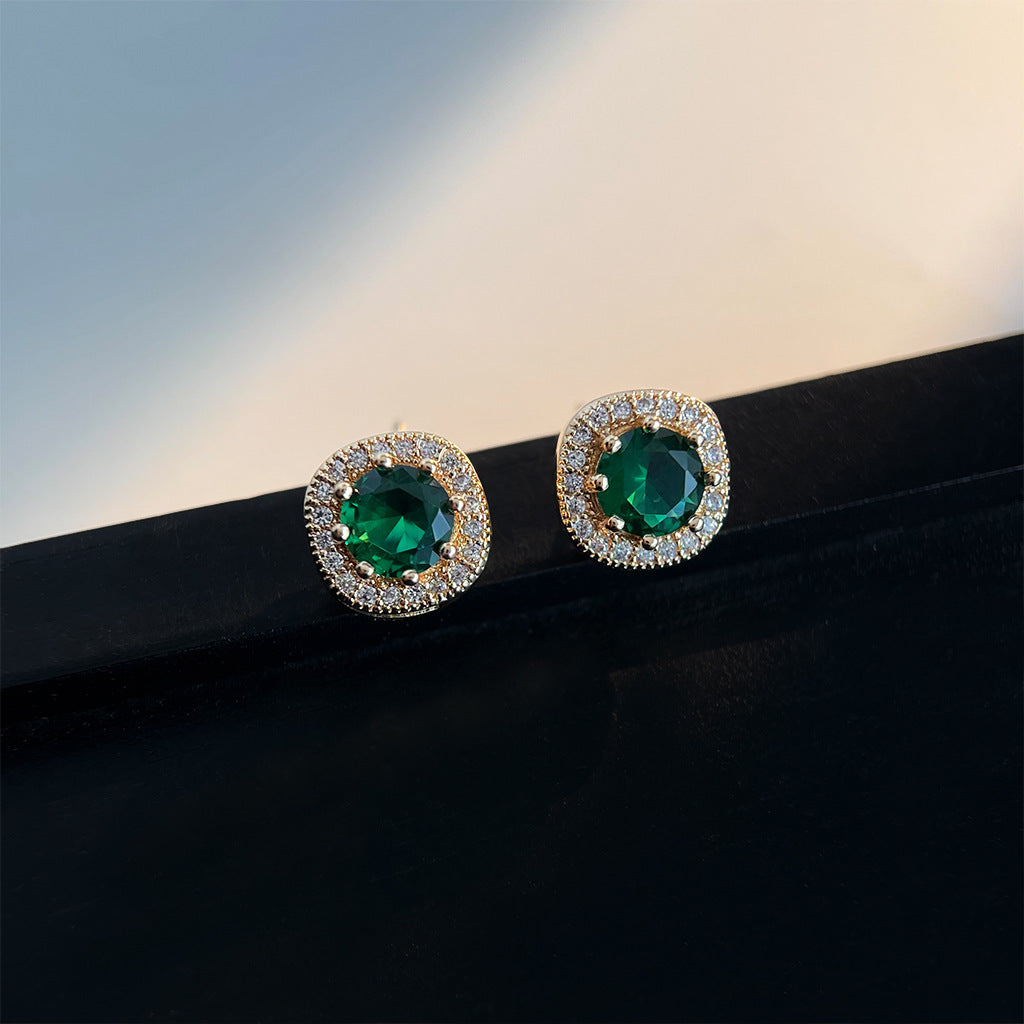 Wholesale Vintage emerald diverse shaped zircon earrings