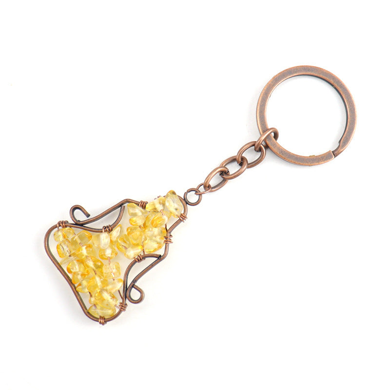 Wholesale Hand-wound Natural Crushed Stone Crystal Amethyst Keychain