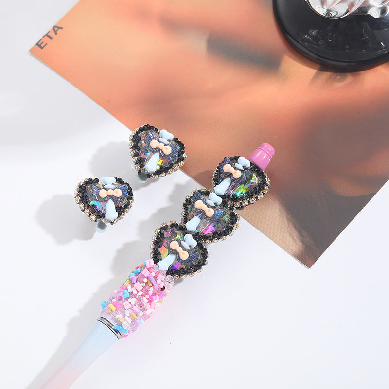Wholesale 10pcs Magic Wand Full Diamond Love String Ballpoint Pen Beads