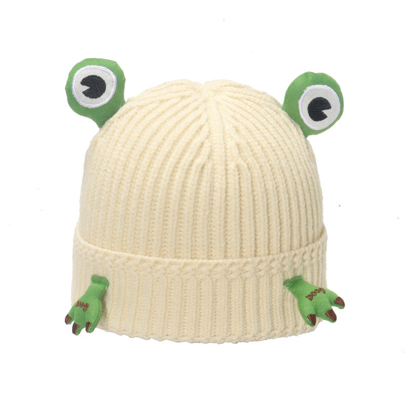 Wholesale 2023 Autumn and Winter New Cute Cartoon Frog Acrylic Earmuffs Head Cap Woolen Hat