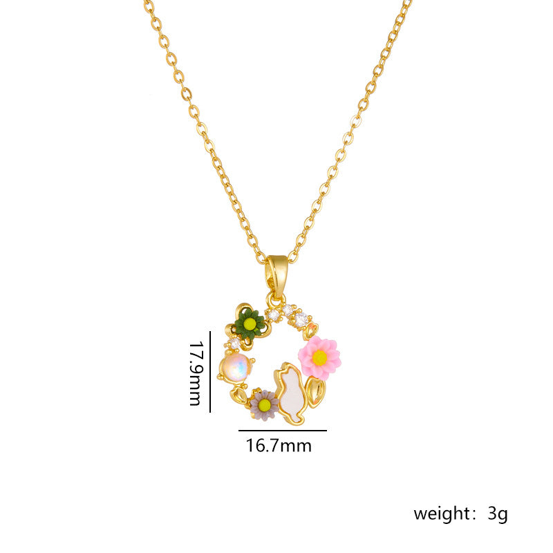 Wholesale love necklace flower pendant
