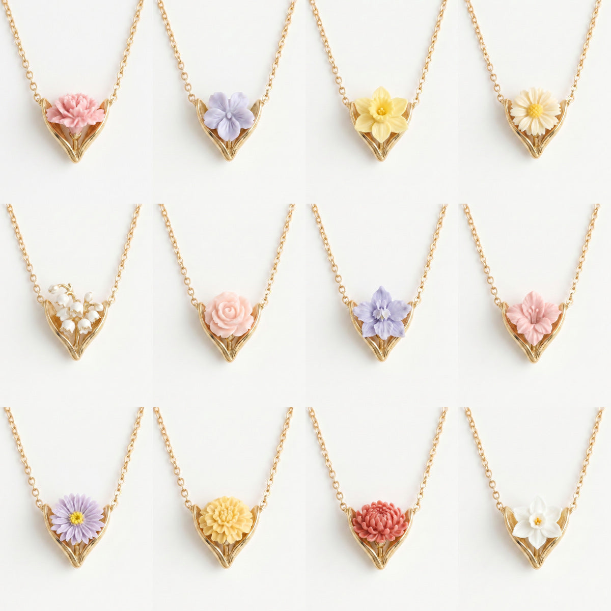 Wholesale Stainless Steel Heart Shaped Flower Pendant Necklace French Style Carnation Lily Of The Valley Jewelry Everyday Fashion Accessory