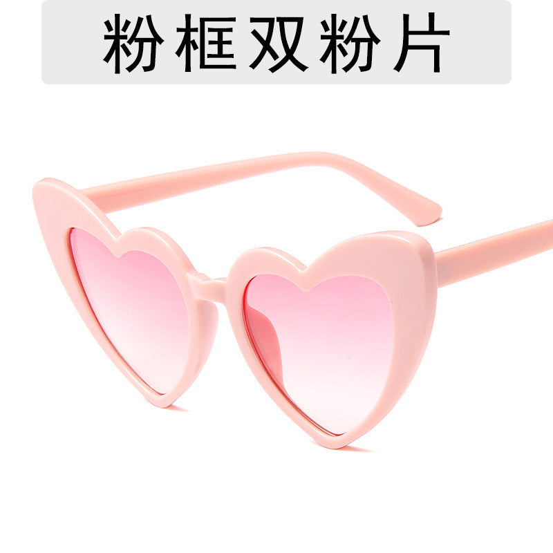 Wholesale  Heart-Shaped Lenses, Special-Shaped Heart-Shaped Sunglasses, Fashionable Peach Heart Sunglasses, Trendy Women's Party Cat-Eye Glasses
