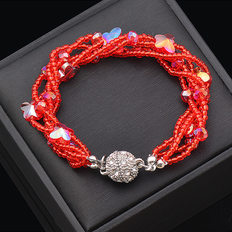 Wholesale Magnet Rhinestone Butterfly Crystal Beads Necklace Bracelet Set