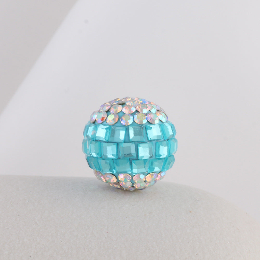 Wholesale Soft Clay Diamond Patch Crystal Bouncy Ball Straight Hole Beads
