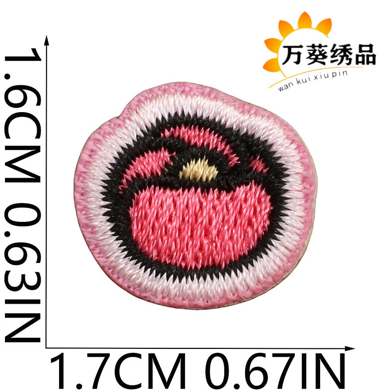 Wholesale Cute Heart Fruit Embroidered Patches Small Polyester Thread Sew On Clothing Appliques DIY Bag Charm Gift Accessory