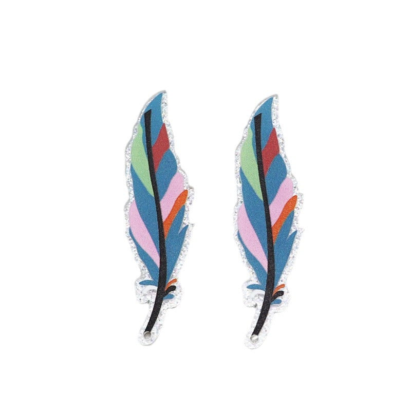 Wholesale 10pcs Acrylic Diy Glitter Feather Cute Jewelry Accessories