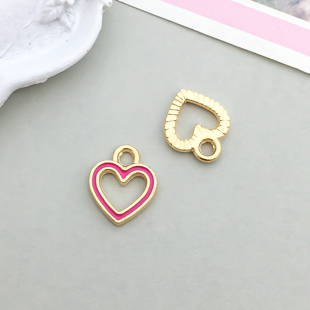 Wholesale Mix 30 Rose Red Drip Oil Alloy Cute Cartoon Simulation Heart Pendant